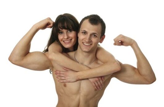 Mujer y hombre fuerte mayor potencia.